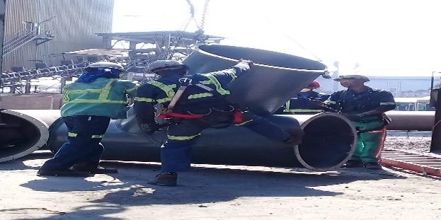 Civil and structural concrete works supporting a fabricated chute on site